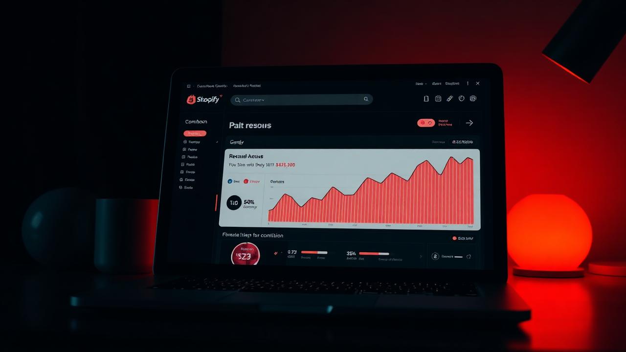 Shopify dashboard trending upward on a laptop