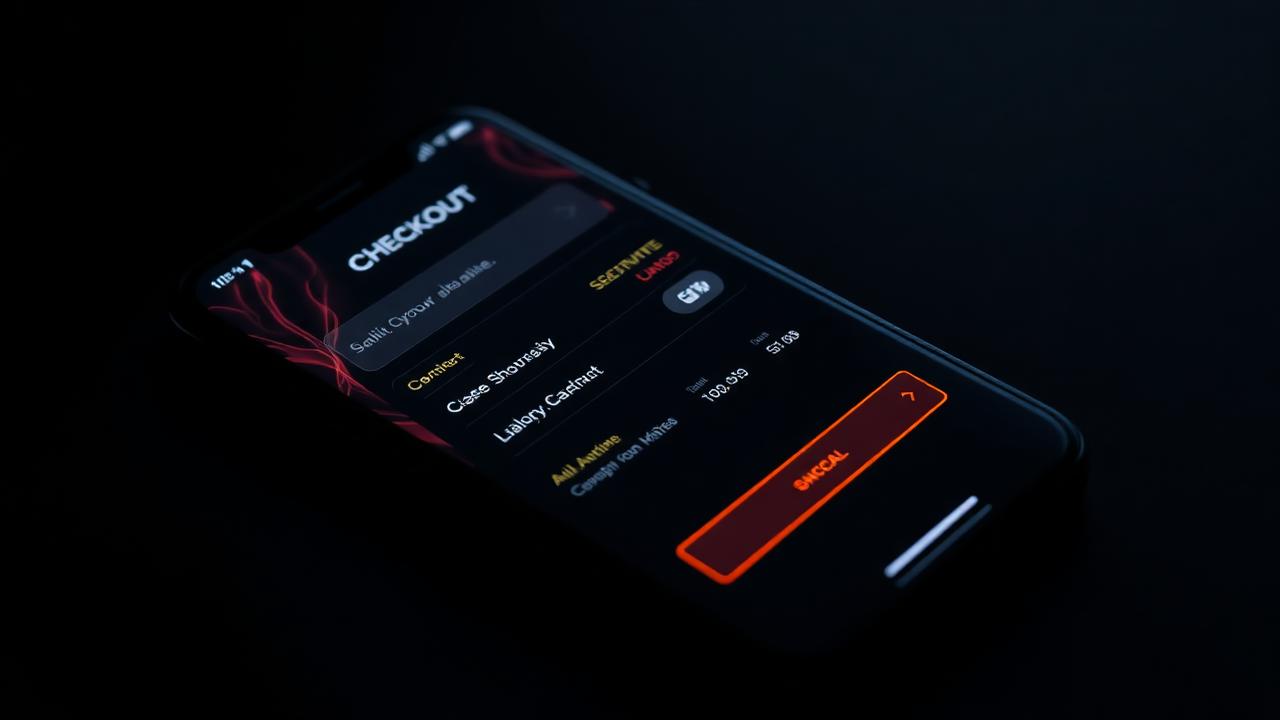 Mobile checkout page with conversion funnel overlay